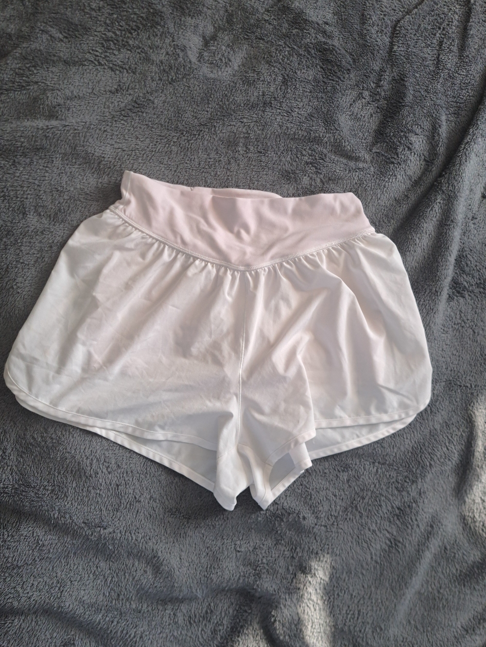 White Athletic Shorts with Light Pink Waistband